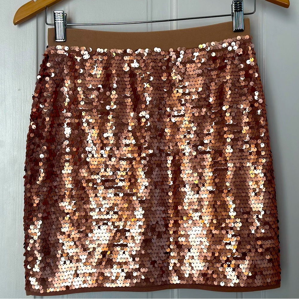 BCBG Rose Gold Sequin Mini Skirt